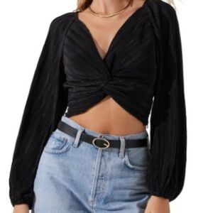 ASTR The Label Elegant Black Long Sleeve Twist Front Top -sold out at Nordstrom!